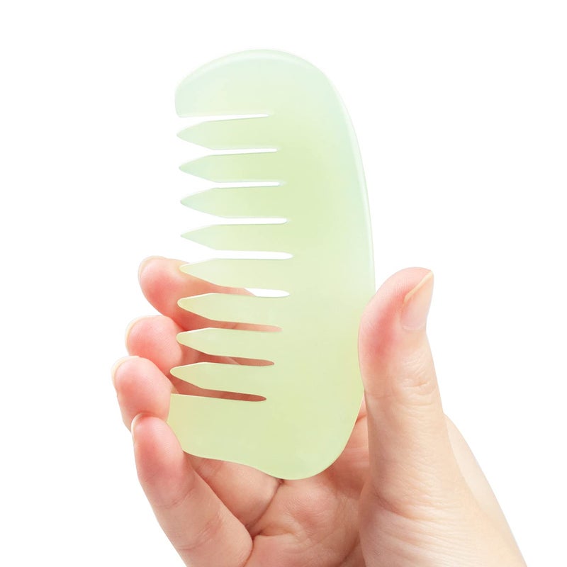LEOSENSE Scalp Massage Comb, Scalp Massager for Hair Growth, Head Scratcher for Itchy Scalp, Natural Gua Sha Jade Stone for Stress Relief, Meridian Brush - Image 1